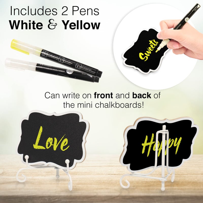 OLEOLETOY Mini Chalkboard Signs for Food  10 Pack Food Cards or Name Tags for Chafing Dish Buffet Set with Iron Stand  Small Chalk Board Labels for Mimosa Bar Supplies  Appetizer or Bakery Signs with 2 Pens - Image 2